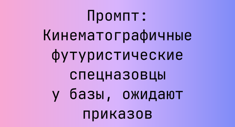 Промпт: Кинематографичные футуристические спецназовцы у базы, ожидают приказов