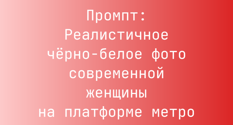 Промпт: Реалистичное черно-белое фото современной женщины на платформе метро