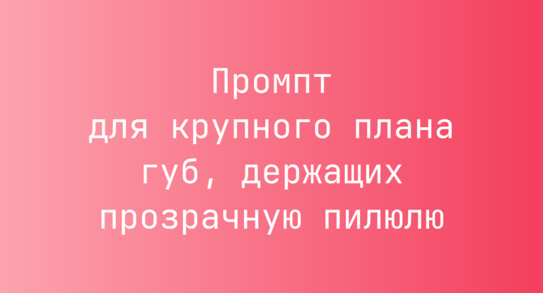 Промпт для крупного плана губ, держащих прозрачную пилюлю