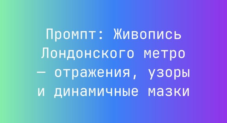Промпт: Живопись Лондонского метро — отражения, узоры и динамичные мазки