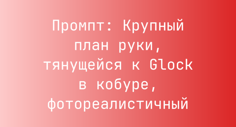 Промпт: Крупный план руки, тянущейся к Glock в кобуре, фотореалистичный