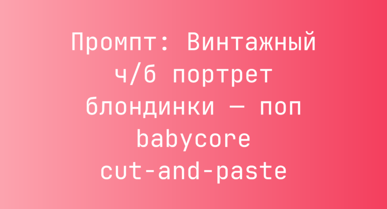 Промпт: Винтажный ч/б портрет блондинки — поп babycore cut-and-paste