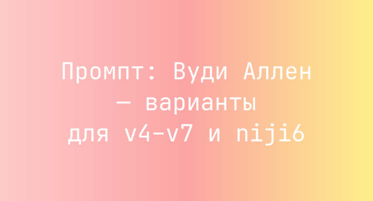 Промпт: Вуди Аллен — варианты для v4–v7 и niji6