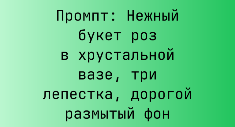 Промпт: Нежный букет роз в хрустальной вазе, три лепестка, дорогой размытый фон