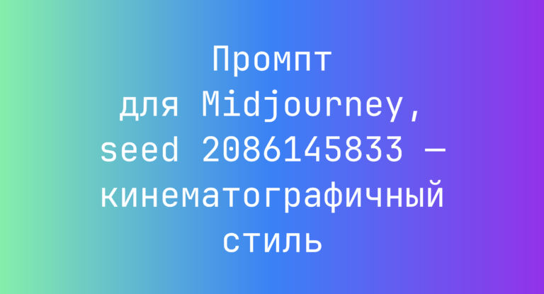 Промпт для Midjourney, seed 2086145833 — кинематографичный стиль