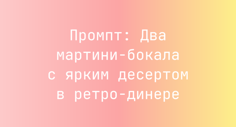 Промпт: Два мартини-бокала с ярким десертом в ретро-динере
