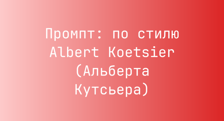 Промпт: по стилю Albert Koetsier (Альберта Кутсьера)