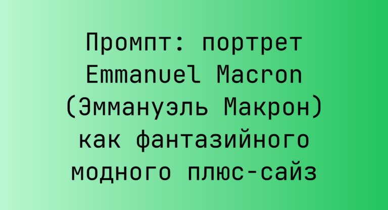 Промпт: портрет Emmanuel Macron (Эммануэль Макрон) как фантазийного модного плюс-сайз