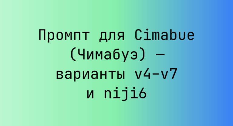 Промпт для Cimabue (Чимабуэ) — варианты v4–v7 и niji6