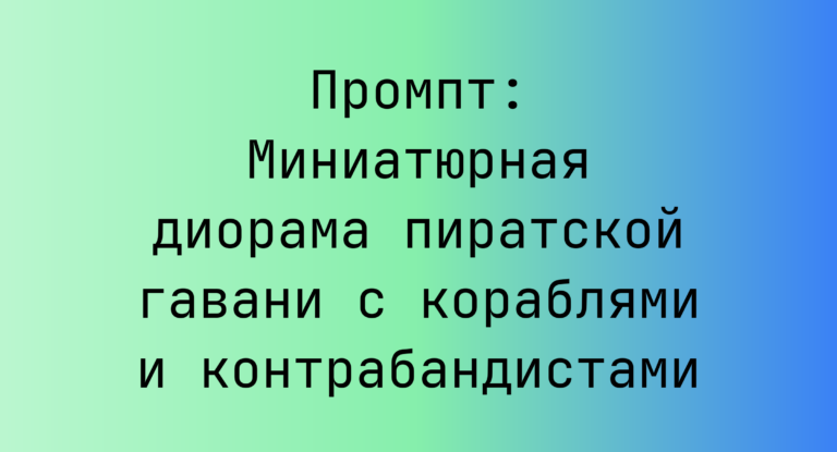 Промпт: Миниатюрная диорама пиратской гавани с кораблями и контрабандистами