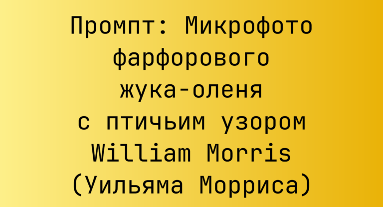 Промпт: Микрофото фарфорового жука-оленя с птичьим узором William Morris (Уильяма Морриса)