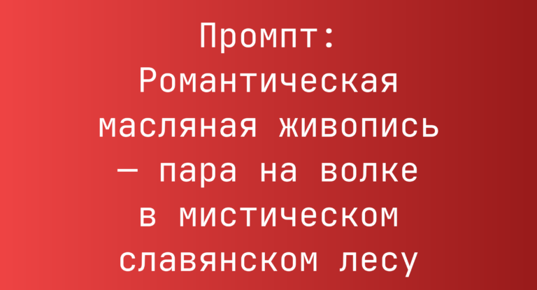 Промпт: Романтическая масляная живопись — пара на волке в мистическом славянском лесу