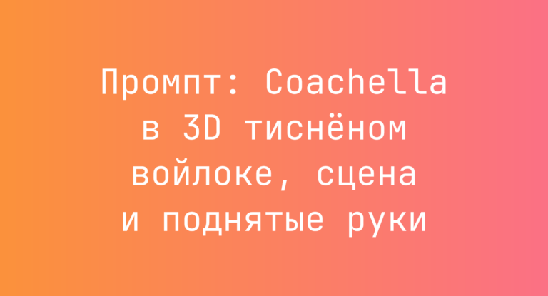 Промпт: Coachella в 3D тисненом войлоке, сцена и поднятые руки