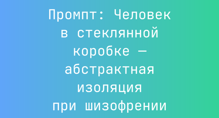 Промпт: Человек в стеклянной коробке — абстрактная изоляция при шизофрении