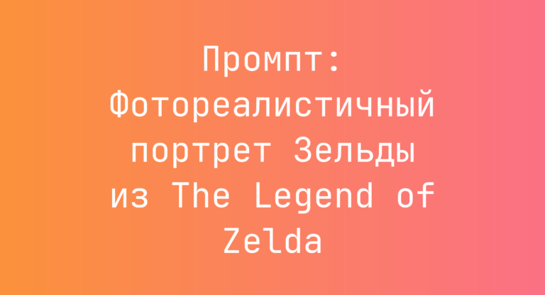 Промпт: Фотореалистичный портрет Зельды из The Legend of Zelda