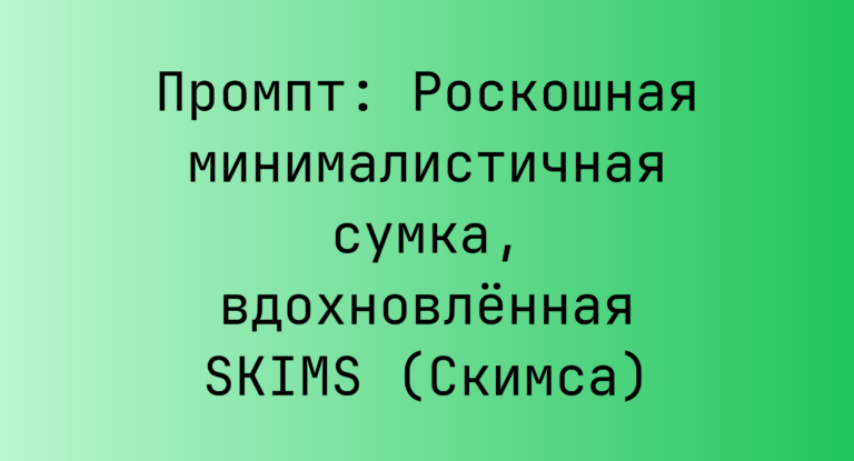 Промпт: Роскошная минималистичная сумка, вдохновленная SKIMS (Скимса)