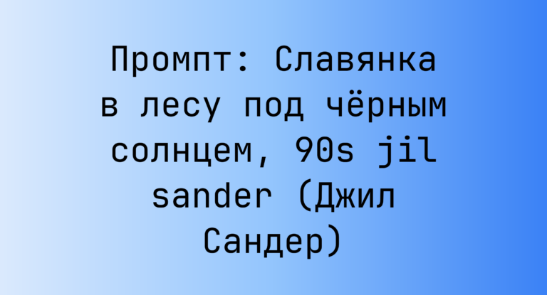 Промпт: Славянка в лесу под черным солнцем, 90s jil sander (Джил Сандер)