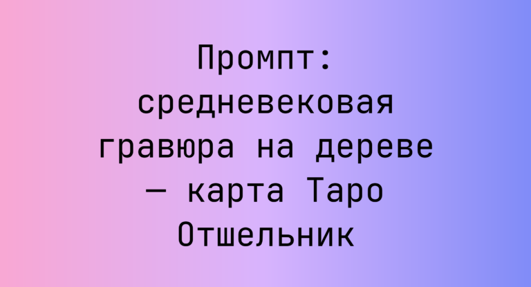 Промпт: средневековая гравюра на дереве — карта Таро Отшельник