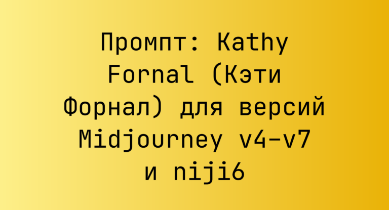 Промпт: Kathy Fornal (Кэти Форнал) для версий Midjourney v4–v7 и niji6