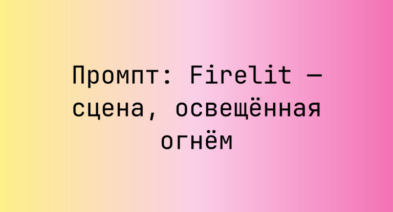 Промпт: Firelit — сцена, освещенная огнем