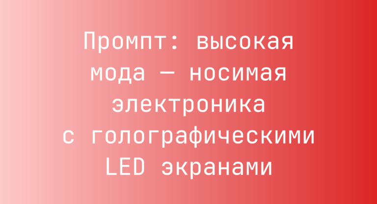 Промпт: высокая мода — носимая электроника с голографическими LED экранами