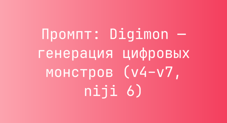 Промпт: Digimon — генерация цифровых монстров (v4–v7, niji 6)