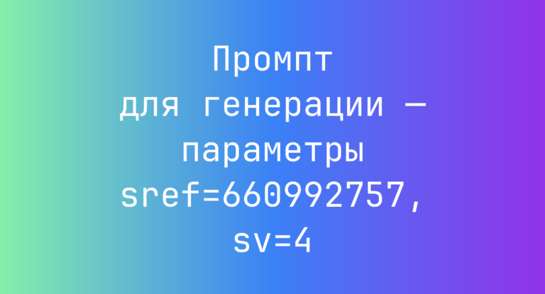 Промпт для генерации — параметры sref=660992757, sv=4
