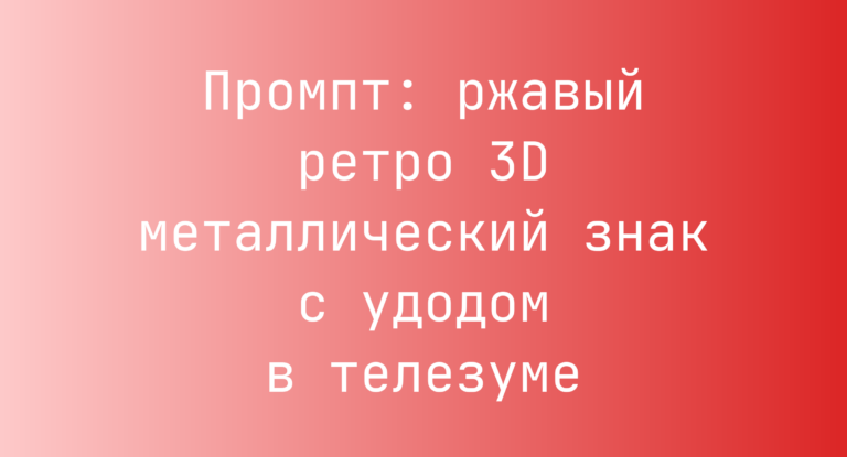 Промпт: ржавый ретро 3D металлический знак с удодом в телезуме