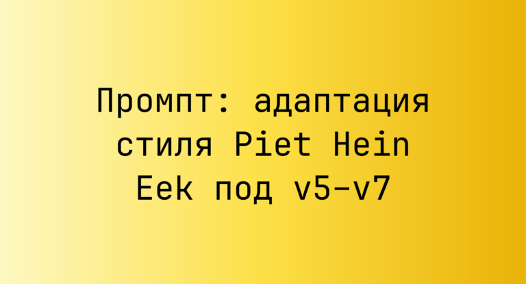 Промпт: адаптация стиля Piet Hein Eek под v5–v7