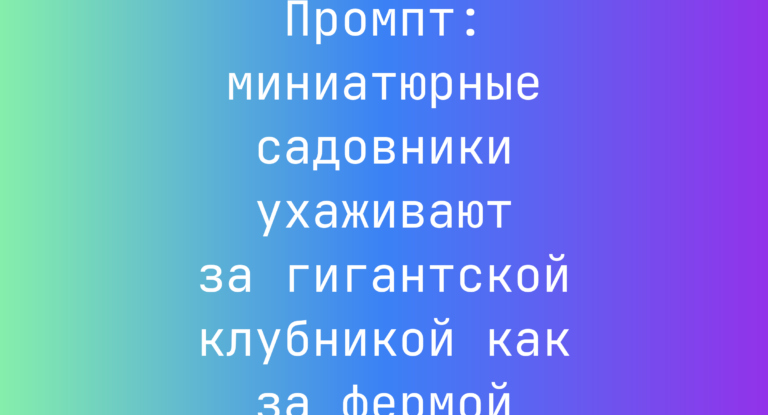 Промпт: миниатюрные садовники ухаживают за гигантской клубникой как за фермой