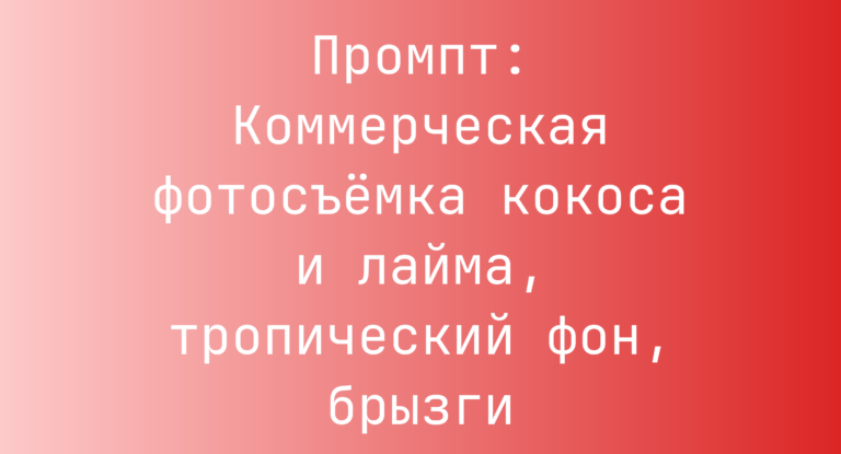 Промпт: Коммерческая фотосъемка кокоса и лайма, тропический фон, брызги