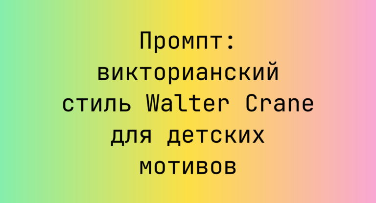 Промпт: викторианский стиль Walter Crane для детских мотивов
