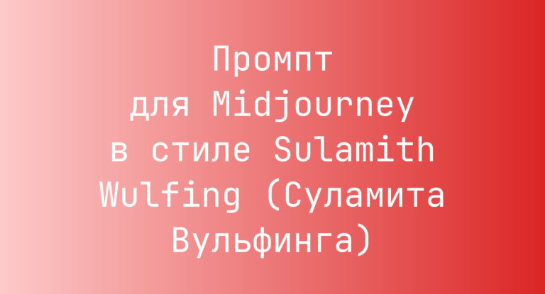 Промпт для Midjourney в стиле Sulamith Wulfing (Суламита Вульфинга)