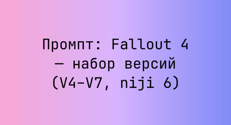 Промпт: Fallout 4 — набор версий (V4–V7, niji 6)