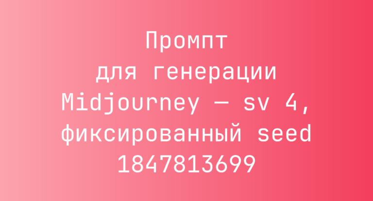 Промпт для генерации Midjourney — sv 4, фиксированный seed 1847813699