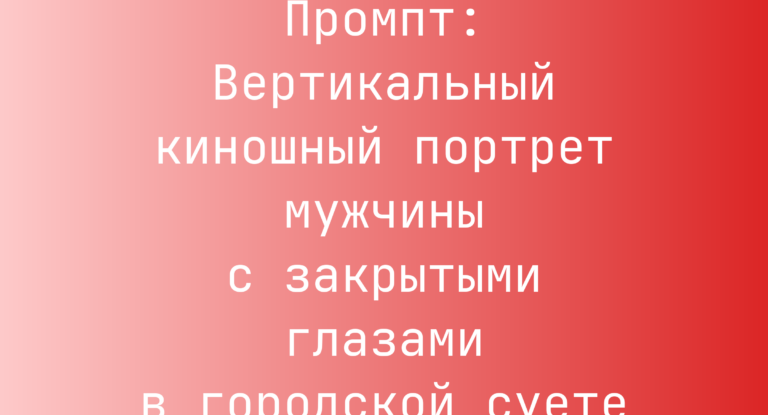 Промпт: Вертикальный киношный портрет мужчины с закрытыми глазами в городской суете