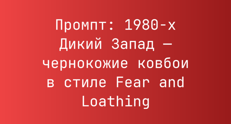 Промпт: 1980-х Дикий Запад — чернокожие ковбои в стиле Fear and Loathing