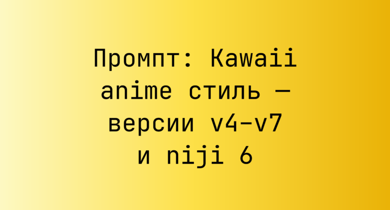 Промпт: Kawaii anime стиль — версии v4–v7 и niji 6