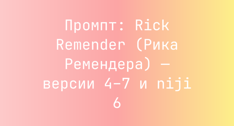 Промпт: Rick Remender (Рика Ремендера) — версии 4–7 и niji 6