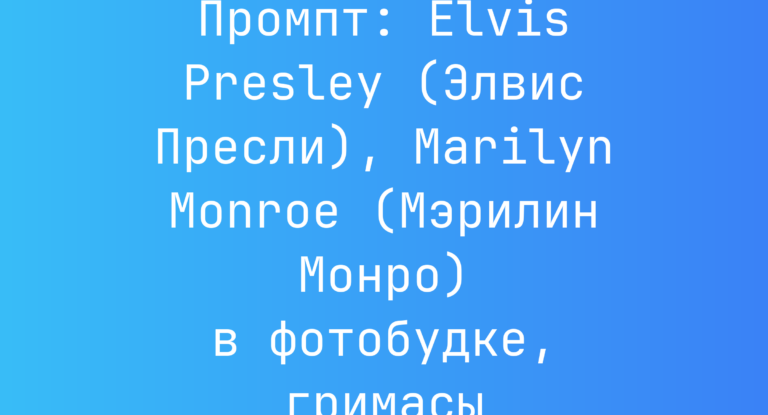 Промпт: Elvis Presley (Элвис Пресли), Marilyn Monroe (Мэрилин Монро) в фотобудке, гримасы