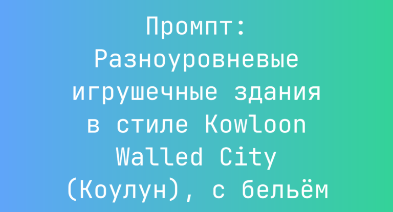 Промпт: Разноуровневые игрушечные здания в стиле Kowloon Walled City (Коулун), с бельем