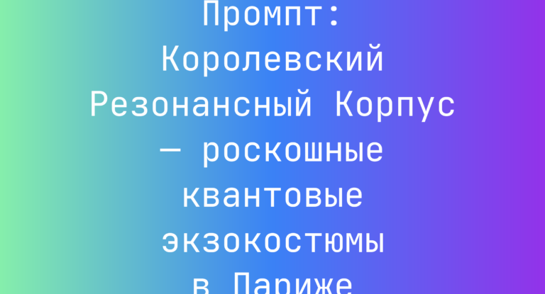 Промпт: Королевский Резонансный Корпус — роскошные квантовые экзокостюмы в Париже