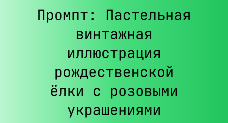 Промпт: Пастельная винтажная иллюстрация рождественской елки с розовыми украшениями