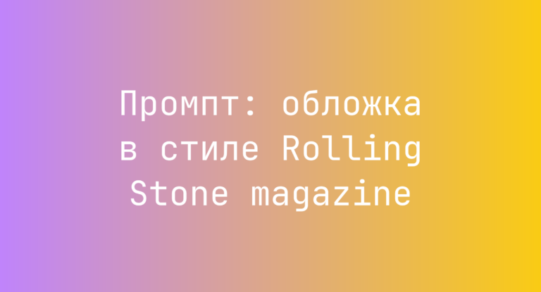 Промпт: обложка в стиле Rolling Stone magazine