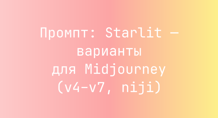 Промпт: Starlit — варианты для Midjourney (v4–v7, niji)