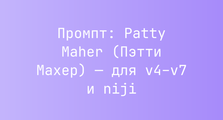 Промпт: Patty Maher (Пэтти Махер) — для v4–v7 и niji