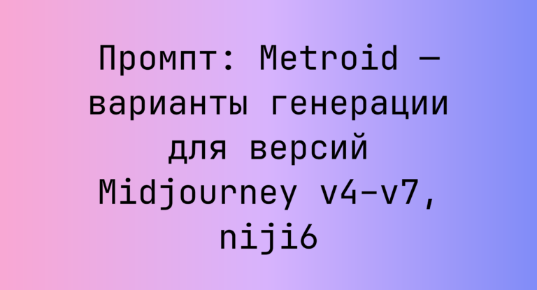 Промпт: Metroid — варианты генерации для версий Midjourney v4–v7, niji6