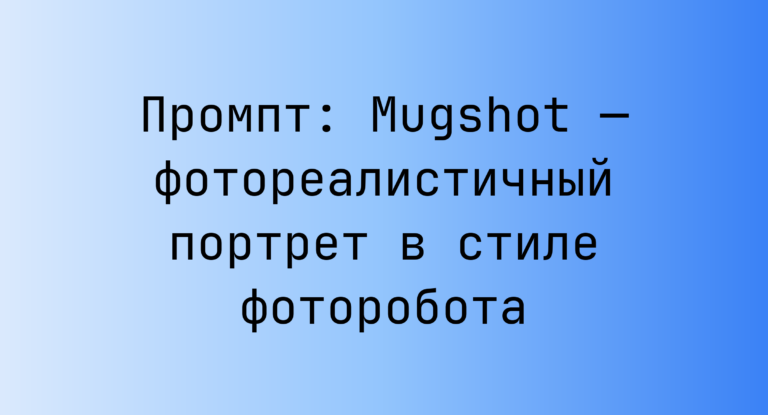 Промпт: Mugshot — фотореалистичный портрет в стиле фоторобота