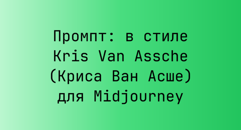 Промпт: в стиле Kris Van Assche (Криса Ван Асше) для Midjourney