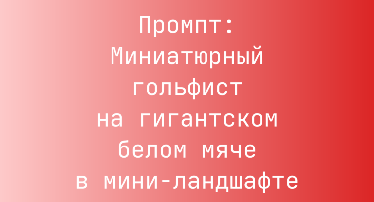 Промпт: Миниатюрный гольфист на гигантском белом мяче в мини-ландшафте